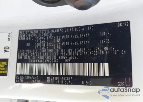 2022 Toyota Corolla Cross Le from USA, damaged, VIN 7MUCAAAG6NV020467